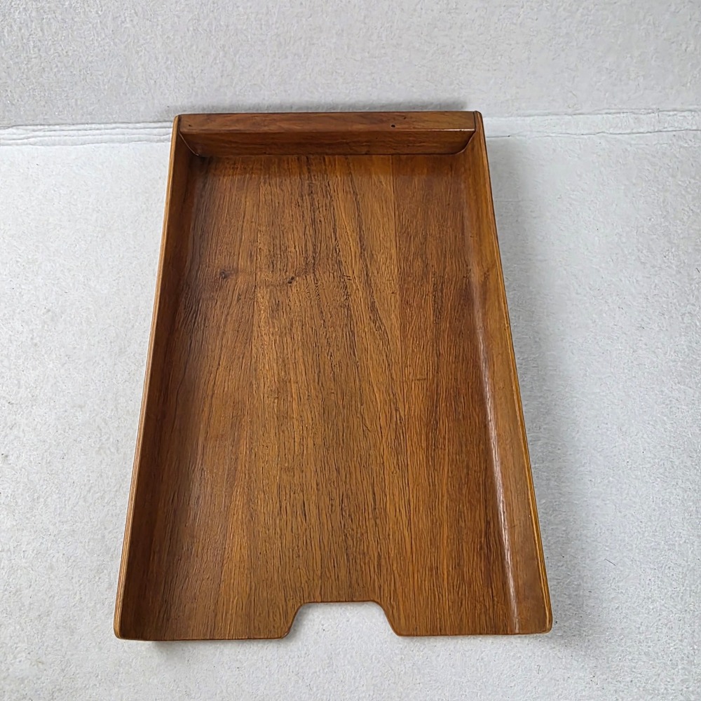 Vintage Rainbow Wood Products Teak Plywood Letter Tray Danish Modern Desk Brown